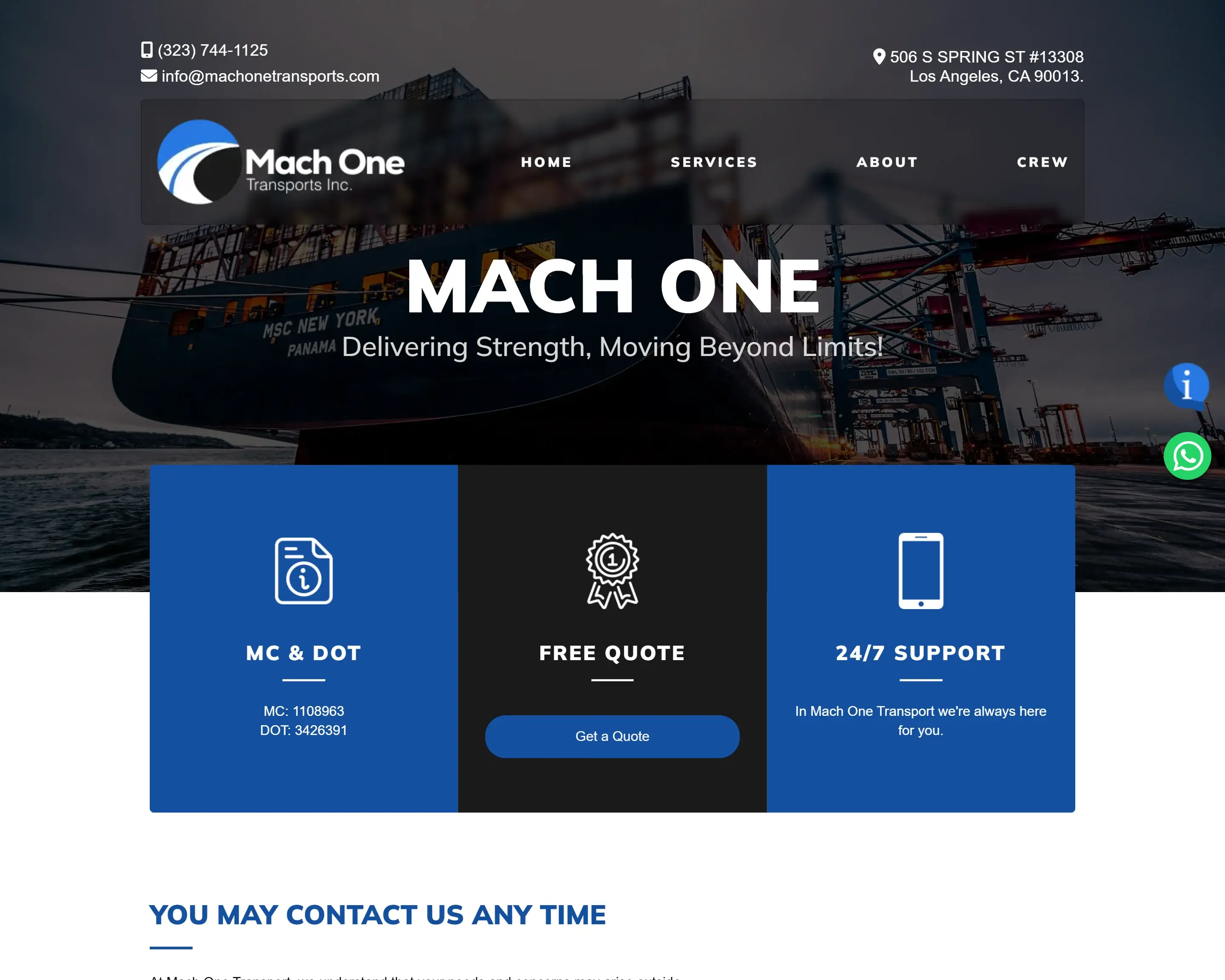 Mach One Transport Website